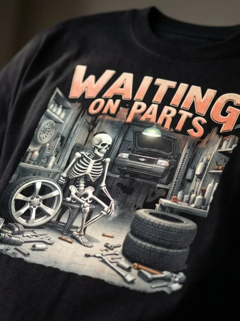 Waiting on Parts Garage Tee • Vintage Mechanic Humor Shirt • Unisex Auto Street